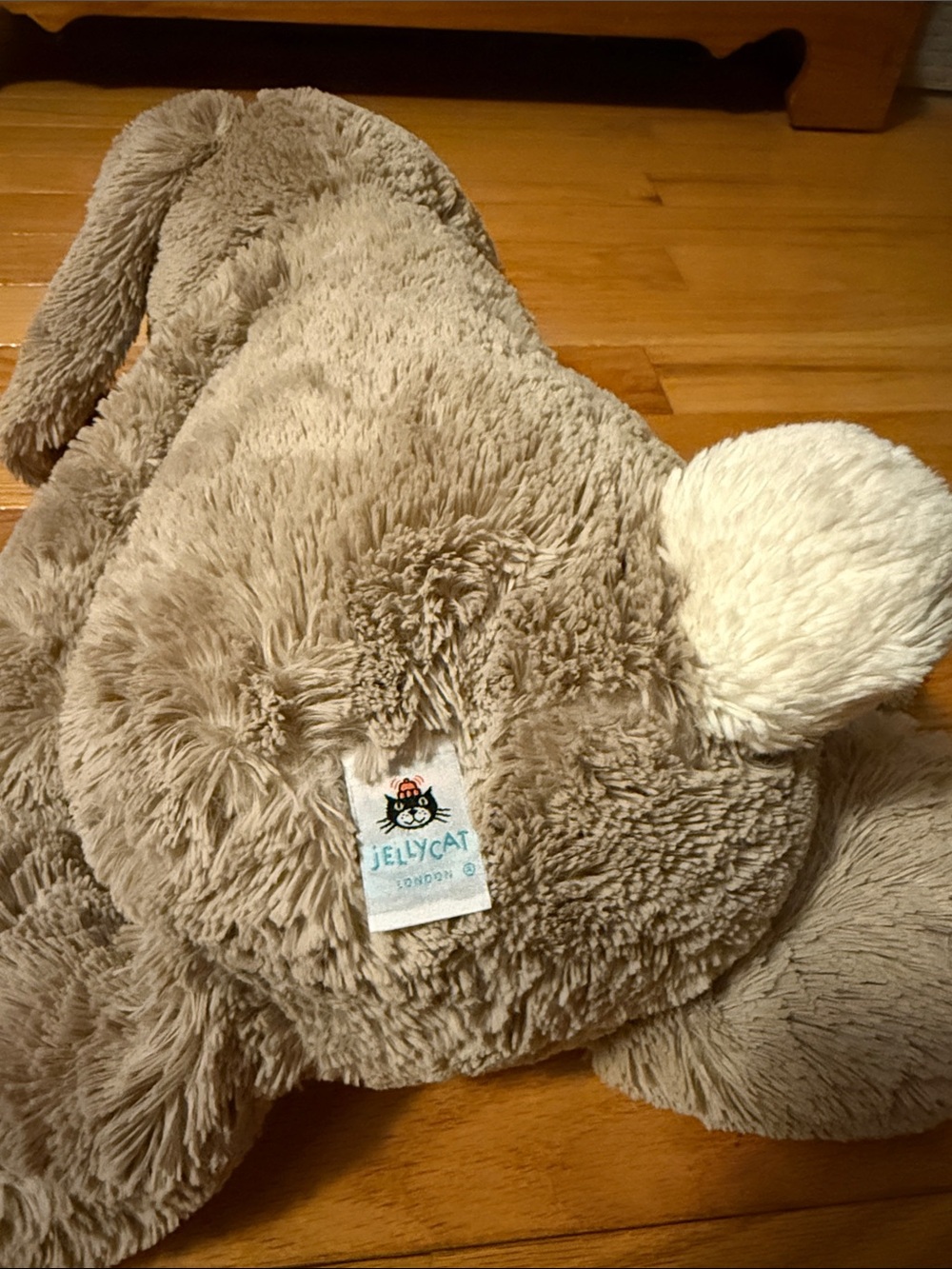 Jellycat Plush Long-Eared Bunny in Light Taupe with Cream Tail - Picture 2 of 6